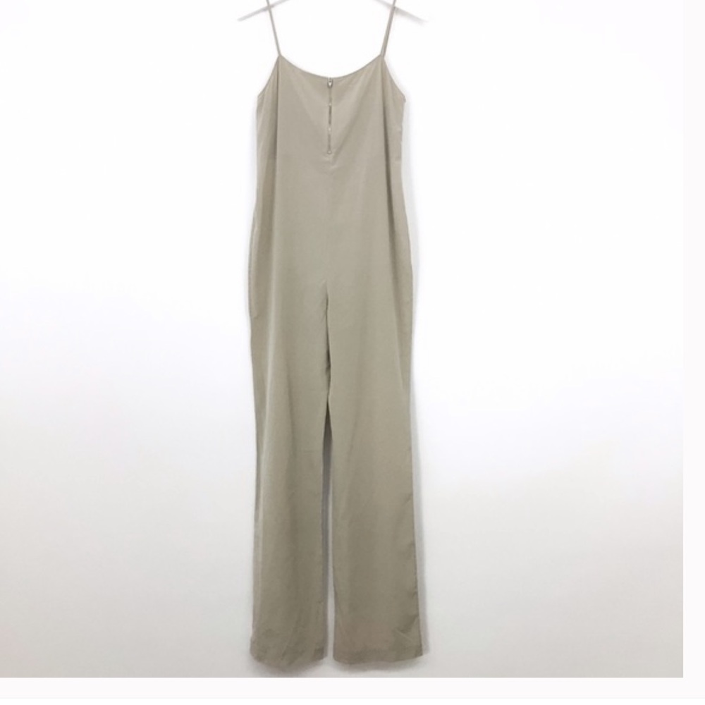 T by Aleksander Wang Silk Jumpsuit Lunya Beige Gray Long Small X-small 0 2